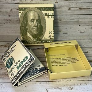 TRIFOLD VEGAN LEATHER WALLET UNITED STATES CURRENCY INSPIRED
